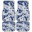 White And Blue Hibiscus Flower And Tropical Leaf Hand Drawing Style All Over Print Car Floor Mats