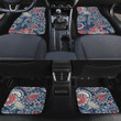 Stylized Flower And Leave In Summer Time Navy Theme All Over Print Car Floor Mats