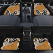Mighty Tiger Face Brown And Yellow Tone Zebra Skin Texture All Over Print Car Floor Mats