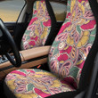 Colorful Leaf Paisley Pattern White Theme All Over Print Car Seat Cover