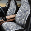 Blue Line Paisley Skin Texture White Theme All Over Print Car Seat Cover
