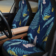 Colorful Fern Leaf Hand Drawing Style Navy Theme All Over Print Car Seat Cover
