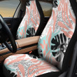 Black Monstera Leaf And Dot Pattern White Theme All Over Print Car Seat Cover