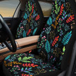 Multicolor Tropical Leaves Summer Pattern Black All Over Print Car Seat Cover