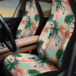 Parrots And Flamingo Monstera Leaf Over Orange Leopard Skin Pattern All Over Print Car Seat Cover
