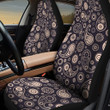 Black And Beige Paisley Flower Pattern Black Theme All Over Print Car Seat Cover