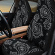 Black White Tropical Flower And Leaves Black Theme All Over Print Car Seat Cover