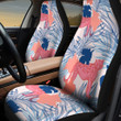 Pink Jaguar Animal Over Classic Palm Leaves White Theme All Over Print Car Seat Cover