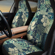 Hawaiian Hibiscus Flower And Monstera Leaf Vintage Pattern Green Tone All Over Print Car Seat Cover