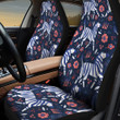 Blue White Zebra In Forest Grass Skin Pattern All Over Print Car Seat Cover