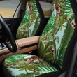 Green And Blue Banana And Acera Leaf Over Zebra Skin All Over Print Car Seat Cover