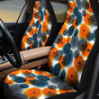 Orange And Charcoal Artistic Flower White Theme All Over Print Car Seat Cover