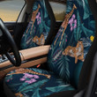 Lying Tiger And Giraffle In Forest Orchid Flower All Over Print Car Seat Cover