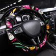 Tropical Flowers Seamless Printed Car Steering Wheel Cover