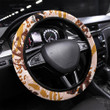 Tropical Palm And Monstera Leaf Seamless Pattern Printed Car Steering Wheel Cover