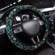 Embroidery Seamless Pattern With Beautiful Flowers Printed Car Steering Wheel Cover