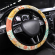 Retro Floral Seamless Pattern Printed Car Steering Wheel Cover