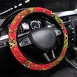 Seamless Floral Pattern On Leopard Background Printed Car Steering Wheel Cover