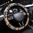 Seamless Wild Flowers Pattern Printed Car Steering Wheel Cover