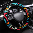 Grunge Graffiti Geometric Seamless Pattern Printed Car Steering Wheel Cover