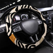Tiger Head Line Drawing Minimal Elements Seamless Printed Car Steering Wheel Cover