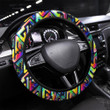 Abstraction Futuristic Seamless Pattern Printed Car Steering Wheel Cover