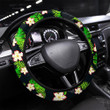 Tropical Pattern With Ferns Printed Car Steering Wheel Cover
