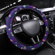 Purple Pink Birds Sit On Branches In Forest Printed Car Steering Wheel Cover