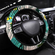 Tribal Seamless Pattern With Abstract Leaves Hand Printed Car Steering Wheel Cover