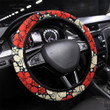Floral Flat Hand Drawn Seamless Pattern Printed Car Steering Wheel Cover