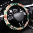 Seamless Pattern Tropical Palm Leaves Flowers Printed Car Steering Wheel Cover
