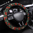 Floral Seamless Pattern With Winter Foliage Printed Car Steering Wheel Cover