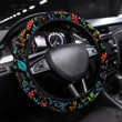 Artistic Colorful Field Wild Flowers Seamless Printed Car Steering Wheel Cover