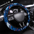 Blue Paisley Pattern Background Indian Floral Art Printed Car Steering Wheel Cover