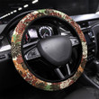 Indian Styled Floral Ornament Seamless Pattern Printed Car Steering Wheel Cover