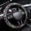 Floral Paisley Indian Black And White Seamless Printed Car Steering Wheel Cover