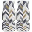 Chevrons Stripes Harlequin Pattern Black And White Geomectric All Over Print Car Floor Mats