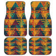 Yellow Tribal Triangle Psychedelic Colors Art Geometric Pattern All Over Print Car Floor Mats