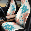 Black And White Fern And Spring Leaves Black Theme All Over Print Car Seat Cover