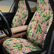 Green Tetrasperma Leaf Over Blue And Red Pattern All Over Print Car Seat Cover