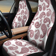 Red Paisley Flower Skin Texture White Background All Over Print Car Seat Cover