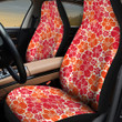 Red And Orange Hawaiian Hibiscus Flower White Theme All Over Print Car Seat Cover