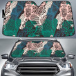Green And Charcoal Tone Leopard Skin Texture All Over Print Car Sun Shades Cover Auto Windshield