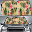 Colorful Classic Palm Leaves And Shadows Beige Theme Car Sun Shades Cover Auto Windshield