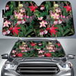 Friendly Zebra Animal Besides Colorful Lilies Flower Car Sun Shades Cover Auto Windshield