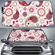 Red Tropical Flower Paisley Pattern White Theme Car Sun Shades Cover Auto Windshield