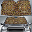 Yellow Mirror Optical Illustration Vintage Tribal Texture Car Sun Shades Cover Auto Windshield