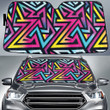Pink Ombre Grunge Graffiti Geometric Shapes All Over Print Car Sun Shades Cover Auto Windshield
