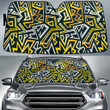 Yellow Grunge Graffiti Geometric Pattern Car Sun Shades Cover Auto Windshield