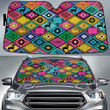 Buffalo And Deer Animal Colorful Checkered Board Car Sun Shades Cover Auto Windshield
